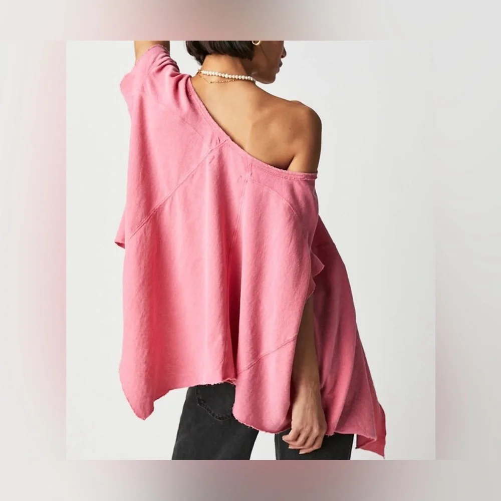 NWOT Free People We the Free Angel Tee - gumdrop pink - Small, Medium, Large - Picture 3 of 9